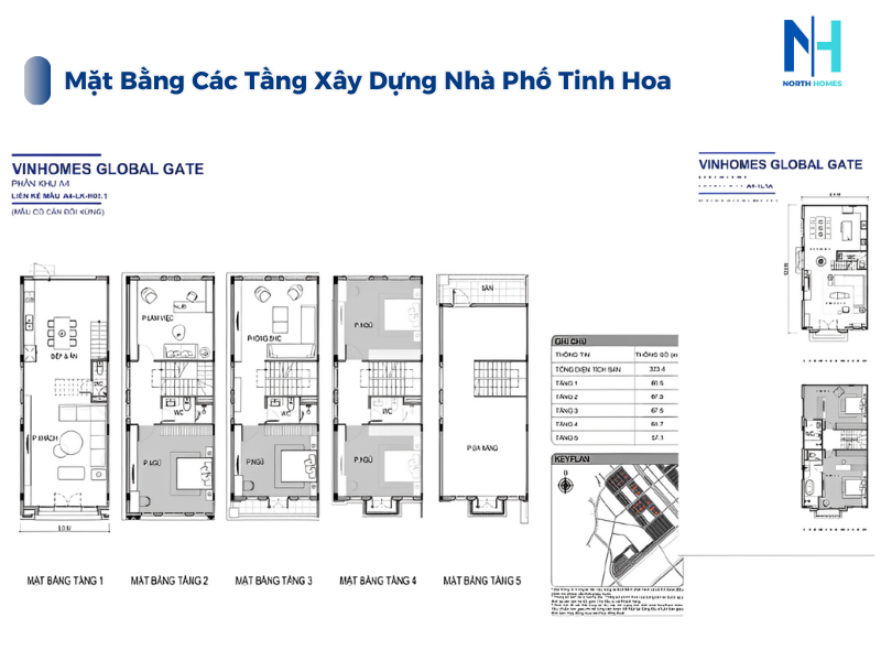 Mặt Bằng Các Tầng Xây Dựng Nhà Phố Tinh Hoa 